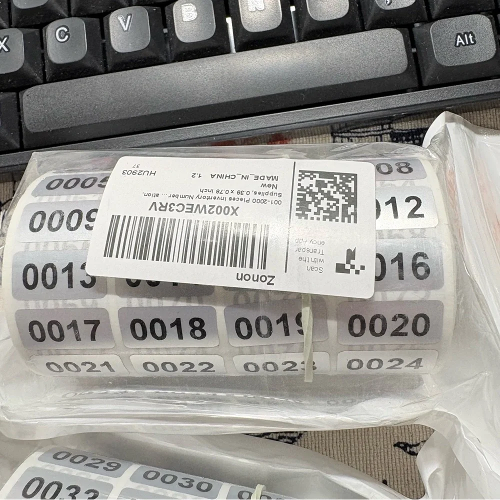 Zonon Black and White Inventory Labels-0001-2000 -NEW